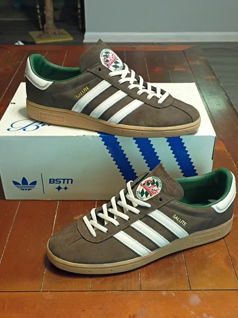 adidas X BSTN Oktoberfest Salute Suede Sneakers - Brown/White with Green 10.5